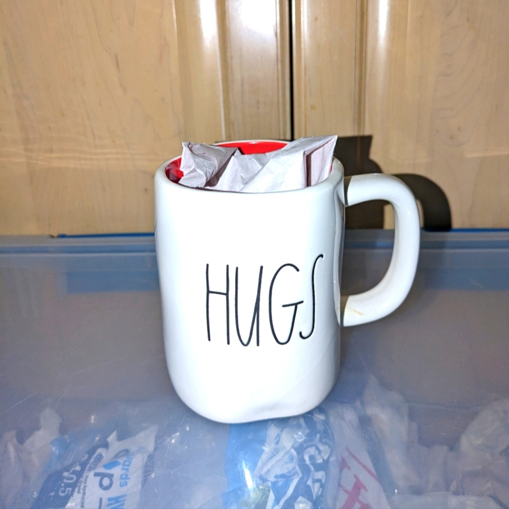 Rae Dunn hugs mug. Goes with farmhouse & vintage decor